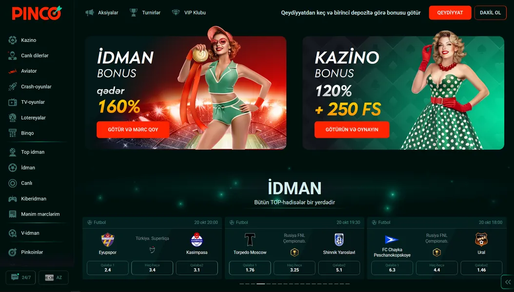 Pinco casino bonuslar və promokodlar